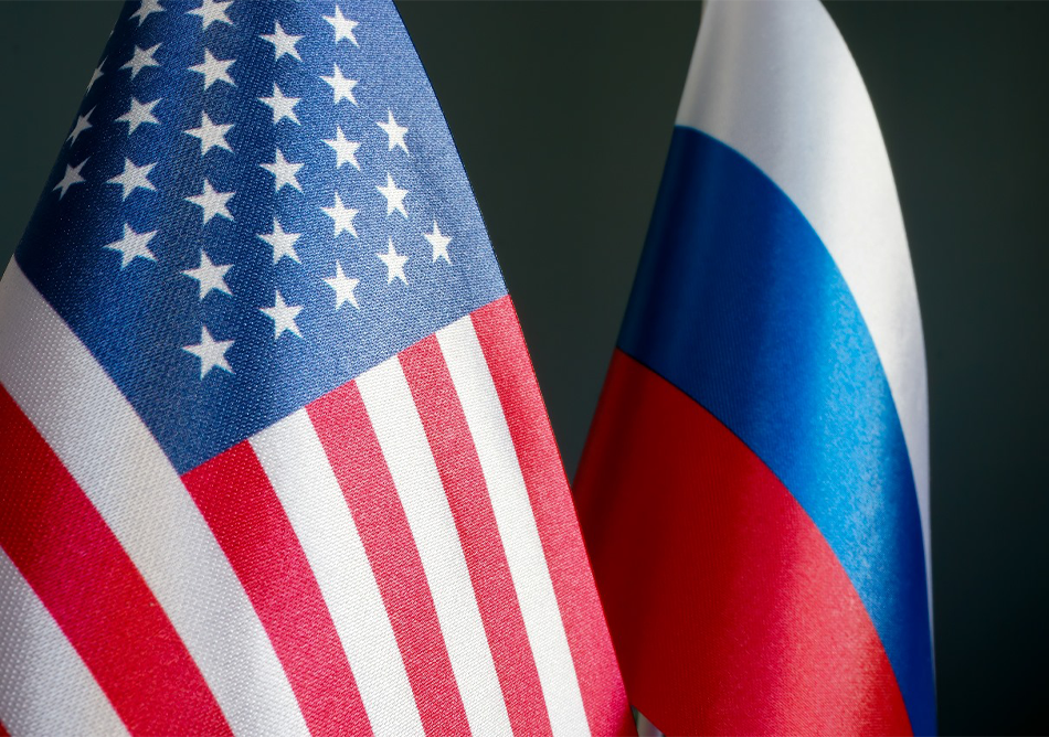 Flagge Russland und USA